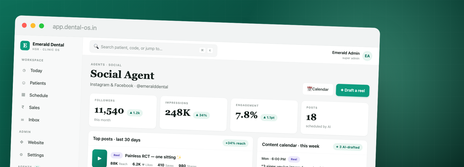 Dental OS — Social screen