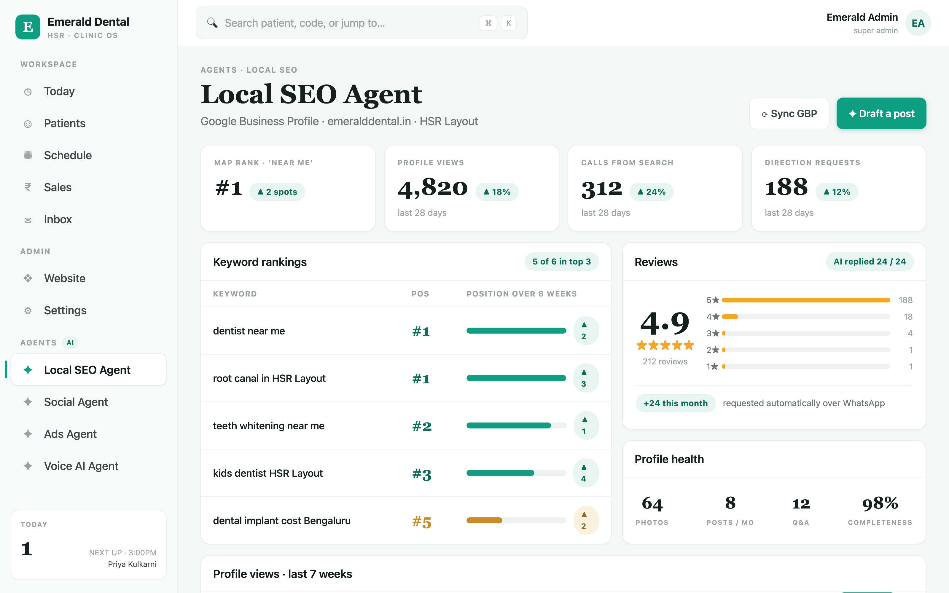 Dental OS — Local SEO Agent dashboard